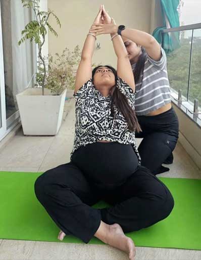Prenatal yoga practice for expecting mothers